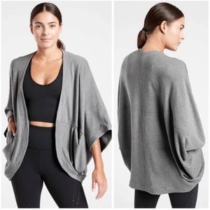Athleta Cocoon Stretch Wrap Cardigan in Gray Sz M
